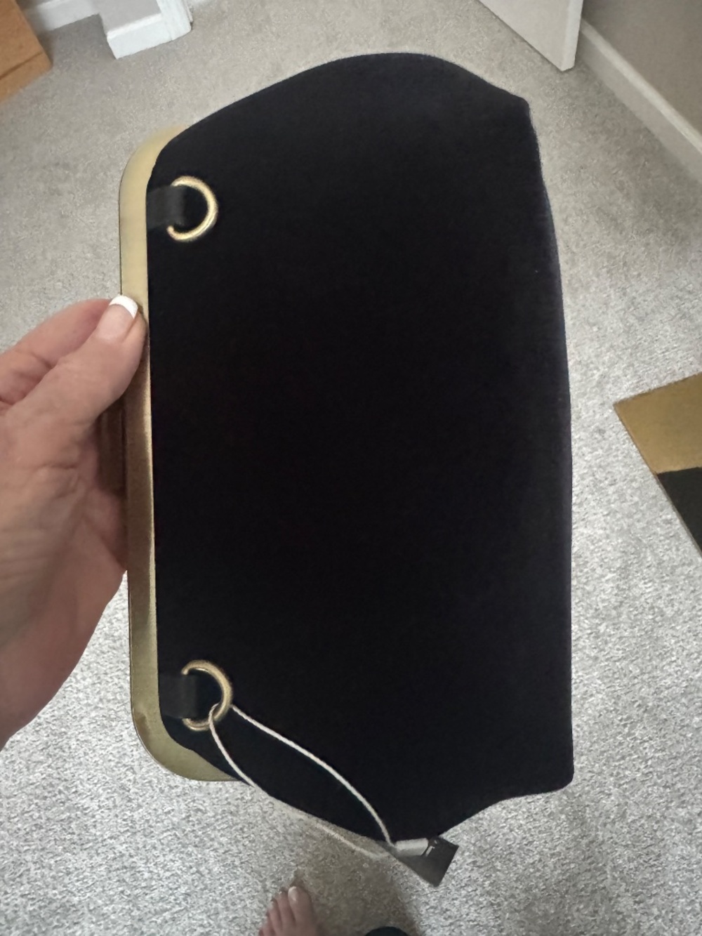 NWT Black Velvet Gold Frame Evening Clutch Purse